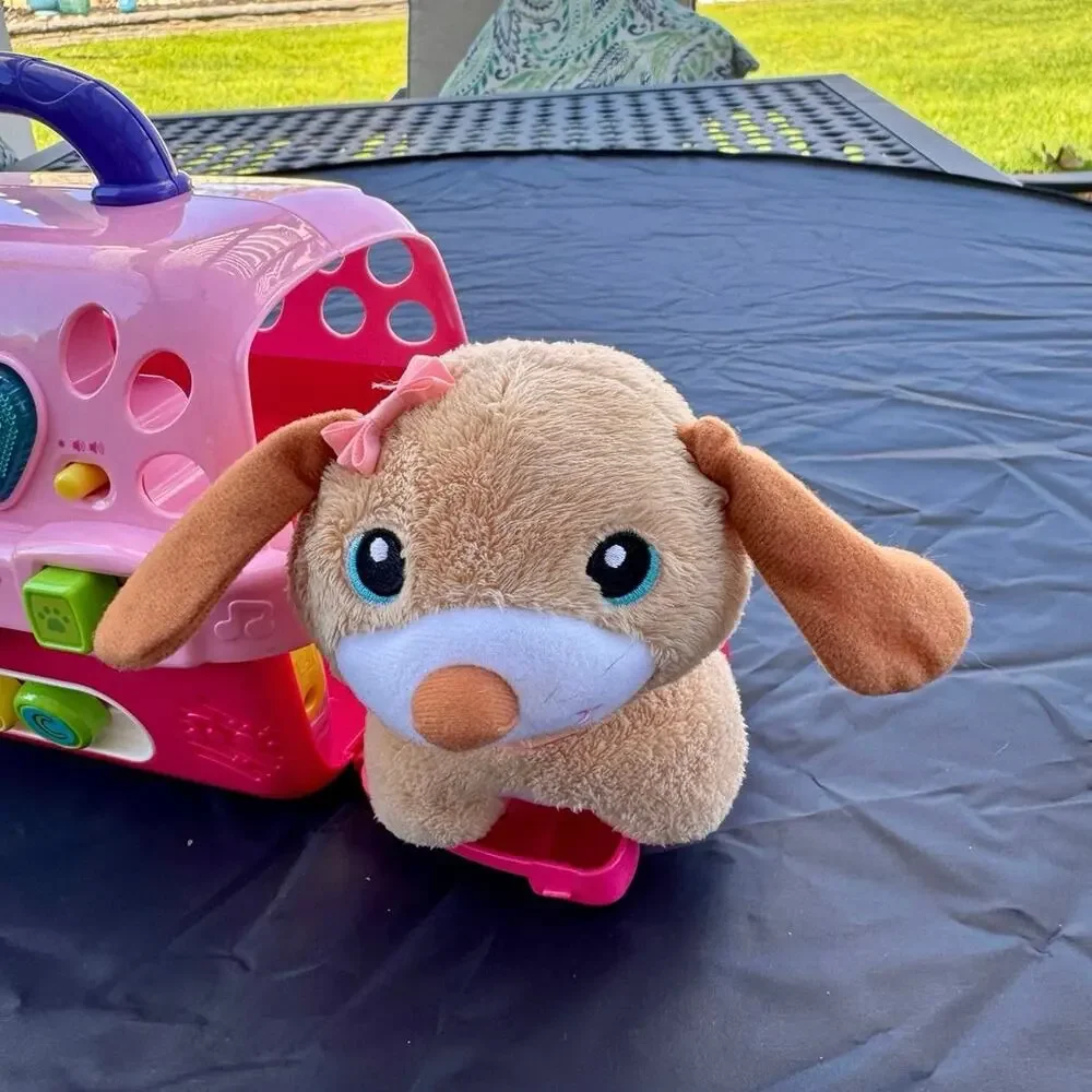 VTech Care for Me Learning Carrier Pink Interactive Pet Carrier Plush Puppy Toy